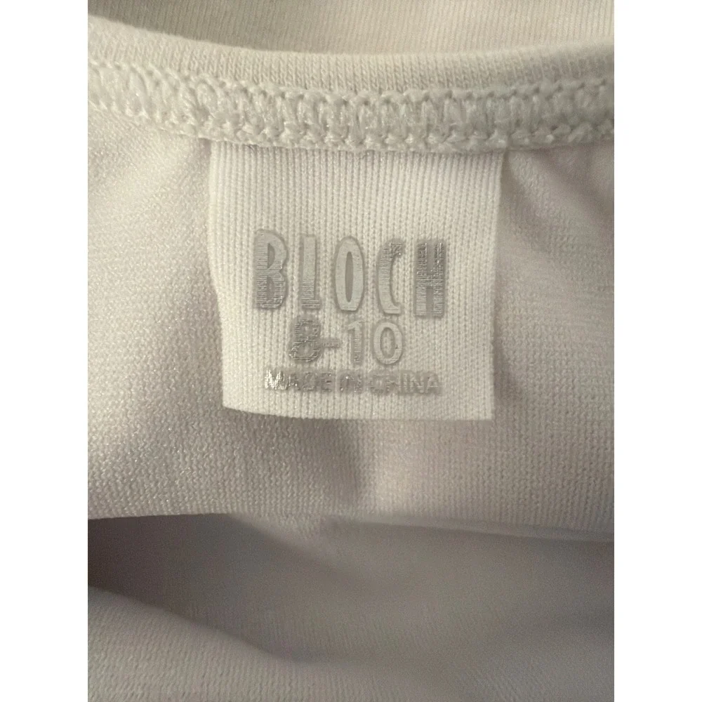 Bloch Leotard Girls S/M 8-10 White Excellent‎ Flutter Sleeve Rhinestone Ballet